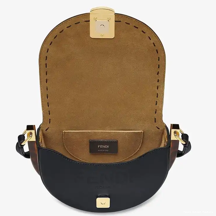 Affordable HOT In Bag Fendi Moonlight Black ROMA Calf Logo Leather 0526